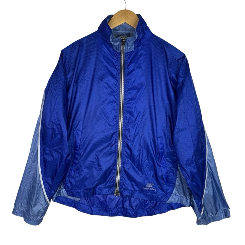 Vintage New Balance Windbreaker Jacket Blue Gray Reflective Running Lightweight